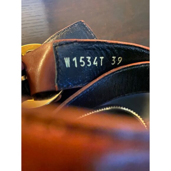 Tom Ford Brown Leather Strappy Block Heel Sandals Sz 39 Made in Italy - Picture 12 of 16